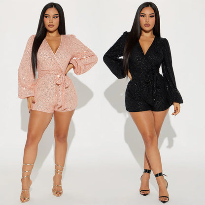 Women's One - piece Sequin Fashion Personalized Women's  Shorts