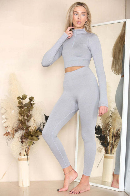 Women's Tracksuit Two Piece Set With Half Zip Detail Gym Loungewear