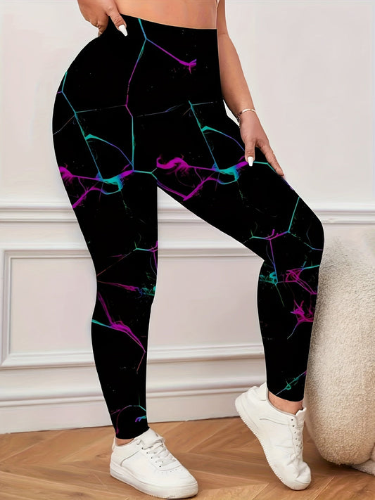 Women's Plus Size Leggings High-Waisted Floral Print Leggings