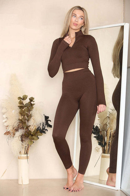 Women's Tracksuit Two Piece Set With Half Zip Detail Gym Loungewear