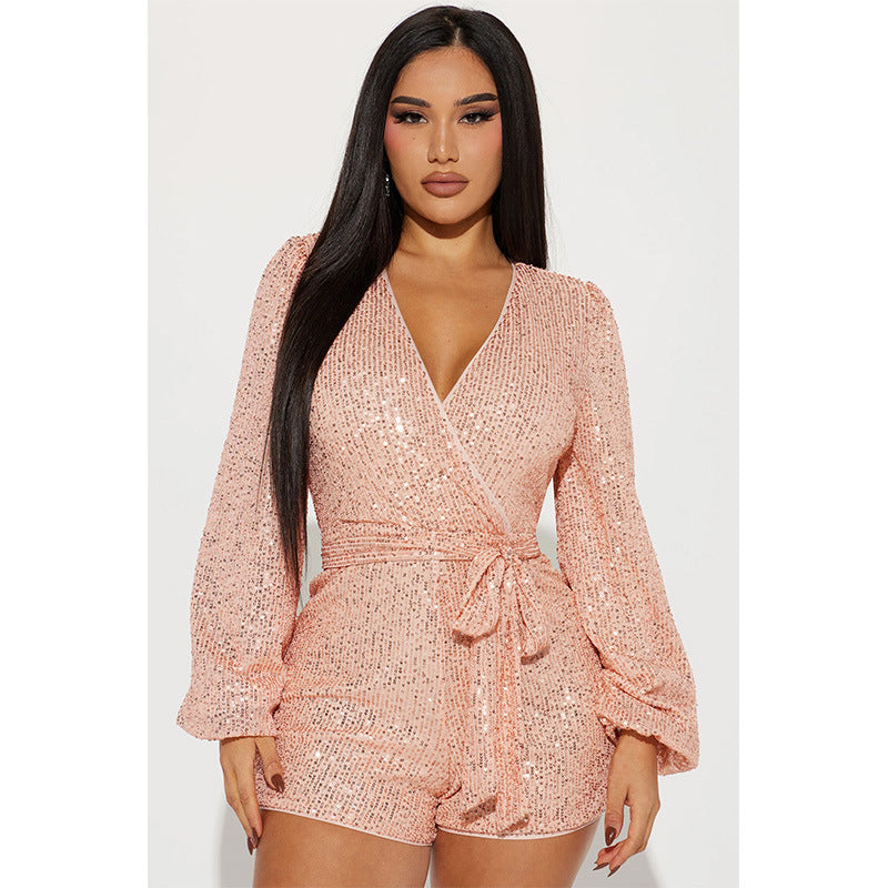 Women's One - piece Sequin Fashion Personalized Women's  Shorts