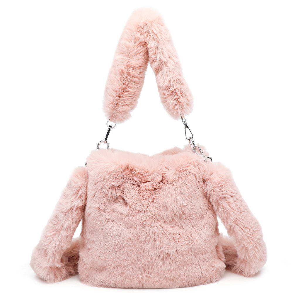 Women's Shoulder Bag-Fluffy Shoulder Bag Top-handle Bag