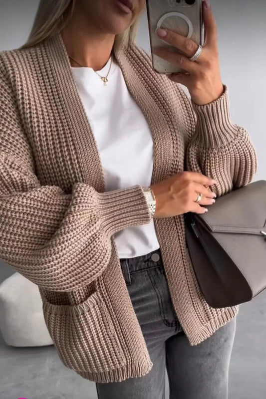 Women's Cardigan ❤️ Crop Balloon Pocket Cardigan for Effortless Style