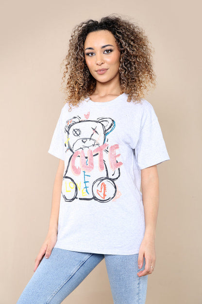 Ladies Printed Short Sleeve T-Shirt Top - Cute & Stylish Design