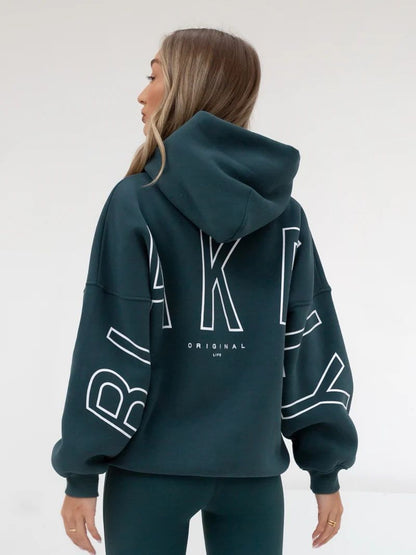 Women's Hoodie Fashionable printed thick versatile long sleeved loose hooded hip-hop hoodie