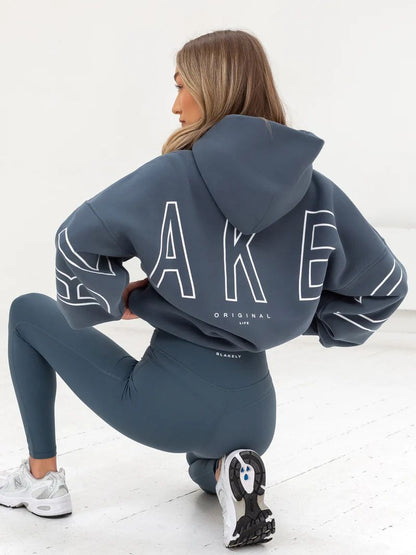 Women's Hoodie Fashionable printed thick versatile long sleeved loose hooded hip-hop hoodie