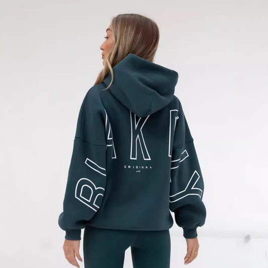 Women's Hoodie Fashionable printed thick versatile long sleeved loose hooded hip-hop hoodie