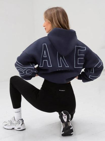 Women's Hoodie Fashionable printed thick versatile long sleeved loose hooded hip-hop hoodie