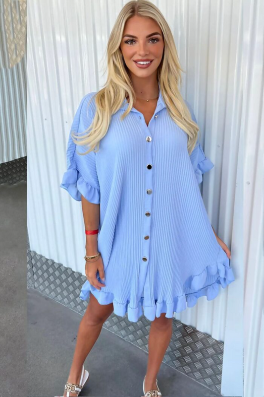 Ladies Pleated Shirt Dress - Elegant Style for Every Occasion