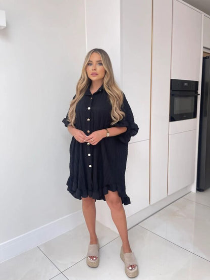 Ladies Pleated Shirt Dress - Elegant Style for Every Occasion