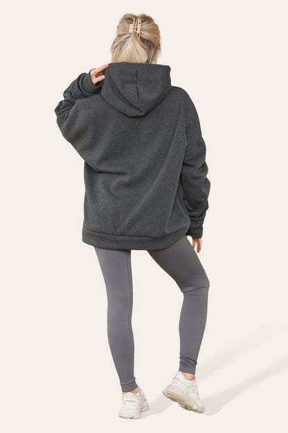 Plus Size Hoodie and Legging Set with Ruched Sleeves and Satin Ribbon, High Waist High Rise Seamless Ribbed Design