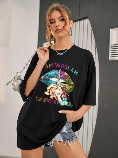 Ladies Oversized Wisdom T-Shirt - Whisper Words of Wisdom Short Sleeves Top