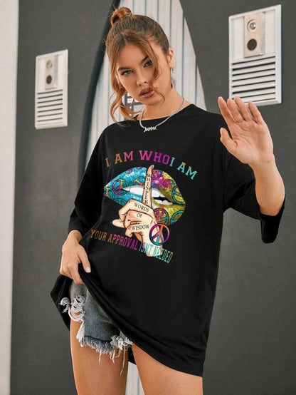 Ladies Oversized Wisdom T-Shirt - Whisper Words of Wisdom Short Sleeves Top