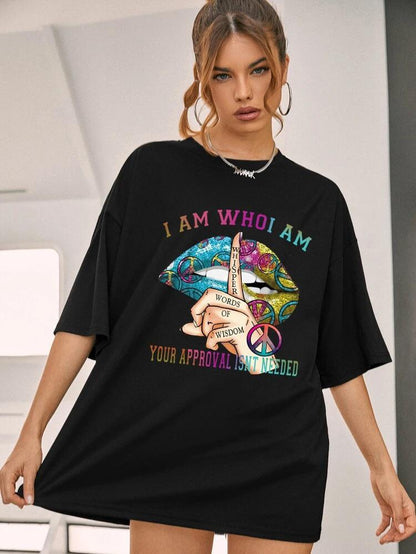 Ladies Oversized Wisdom T-Shirt - Whisper Words of Wisdom Short Sleeves Top