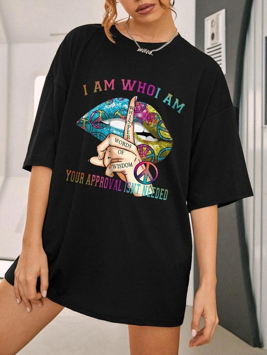 Ladies Oversized Wisdom T-Shirt - Whisper Words of Wisdom Short Sleeves Top