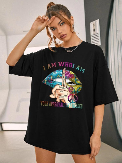 Ladies Oversized Wisdom T-Shirt - Whisper Words of Wisdom Short Sleeves Top