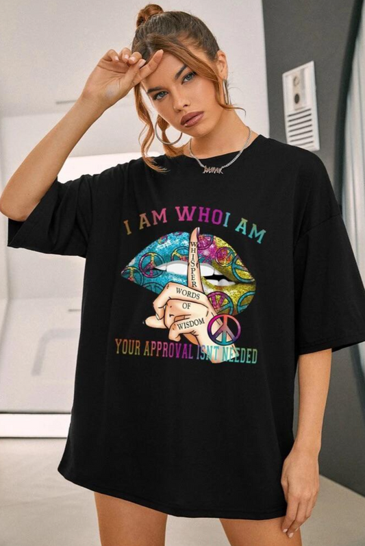 Ladies Oversized Wisdom T-Shirt - Whisper Words of Wisdom Short Sleeves Top