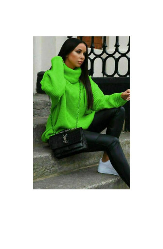 Ladies Fluorescent Polo Jumper - Stylish Knitted Design