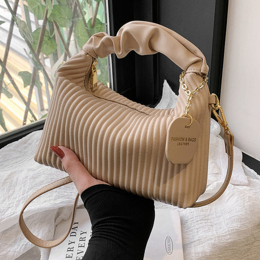 Women's Bag Fashion Crossbody Bag PU Leather Pleated Cloud Small Tote Bags