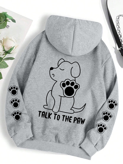 Women's Hoodie Funny Dog Cartoon Printed Hoodie Women's Warm