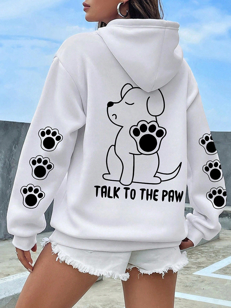 Women's Hoodie Funny Dog Cartoon Printed Hoodie Women's Warm