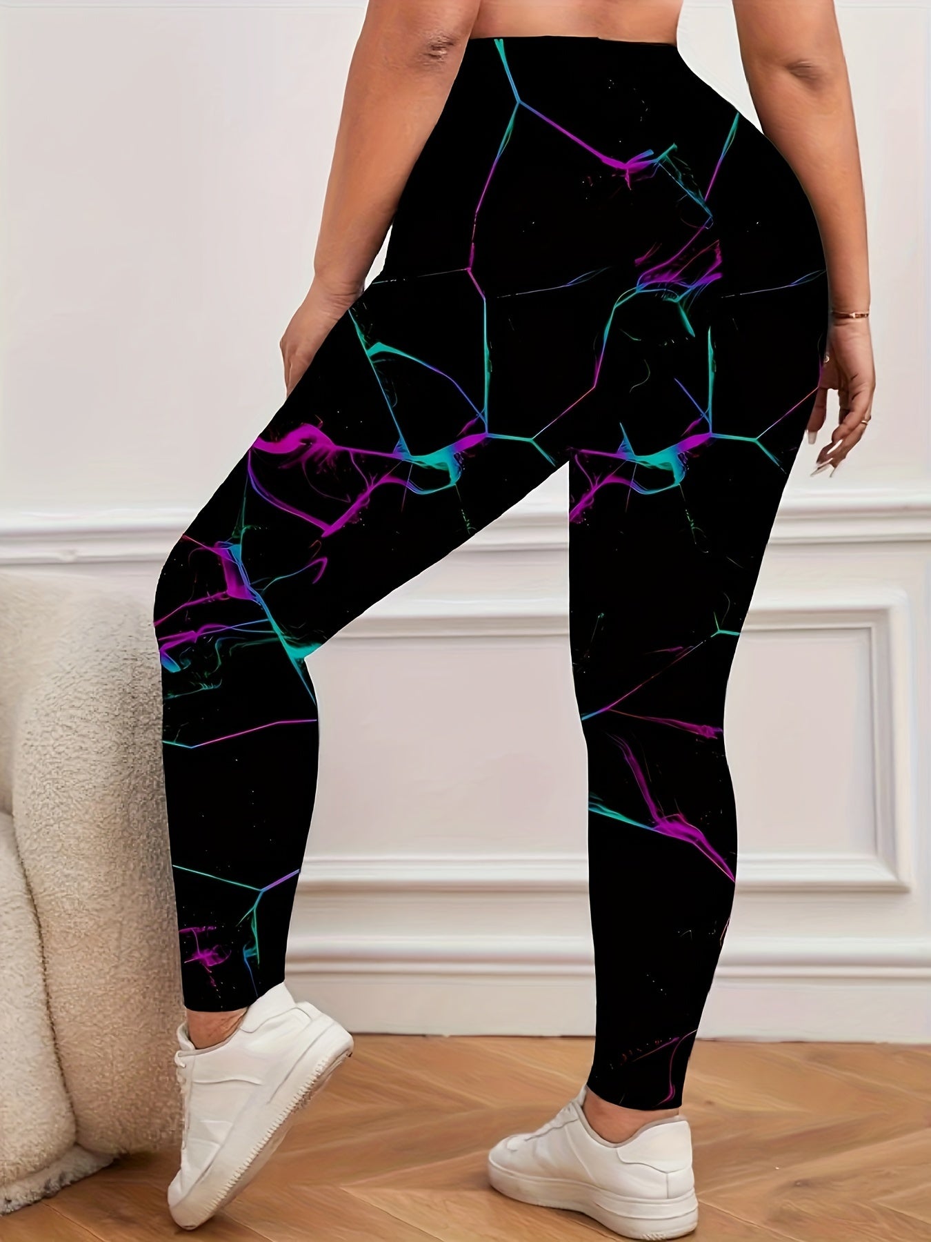Women's Plus Size Leggings High-Waisted Floral Print Leggings