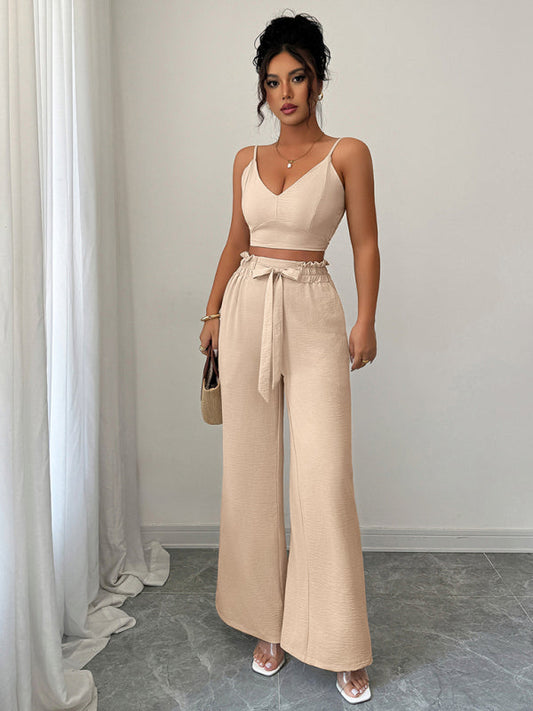 Women's Suspender vest wide-leg pants two-piece set